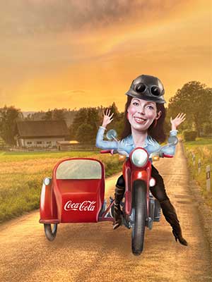 Pop Portrait of a women in a motorcycle