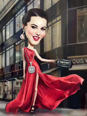 Pop Portrait of woman in a red dress